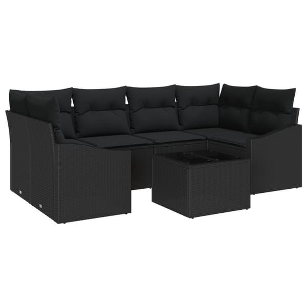 Soffset med kudde med kudde 7 pcs Svart konstrotting