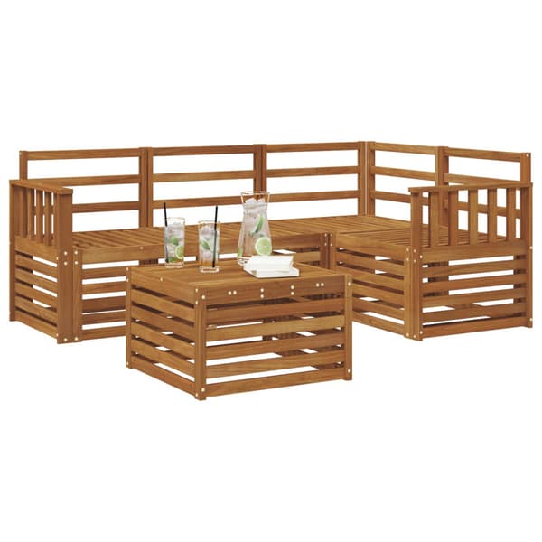 Utomhussoffset 5 pcs Naturfärg Massivt Akaciaträ