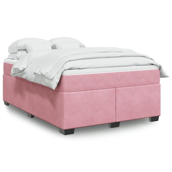 Ramsäng med madrass rosa 140x200 cm sammet