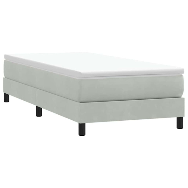 Ramsäng med madrass ljusgrå 80x210 cm sammet