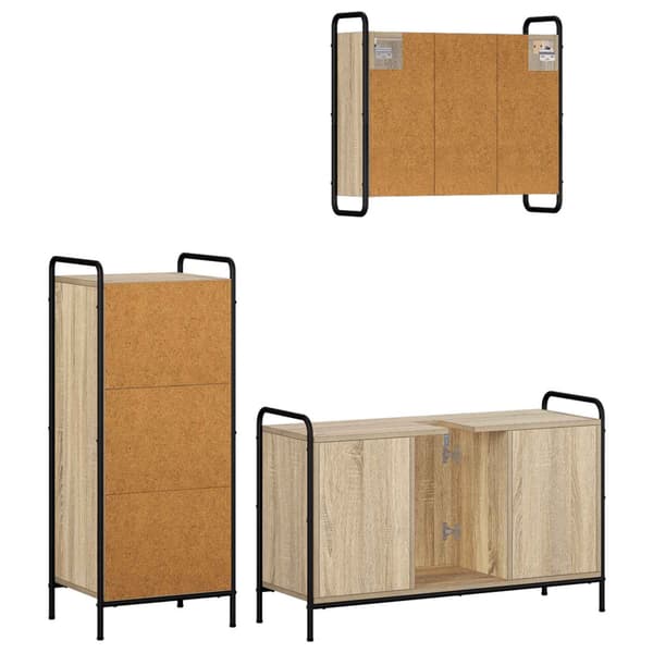 Badrumsskåpsset 3 st Sonoma-ek 40 x 36 x 99,5 cm