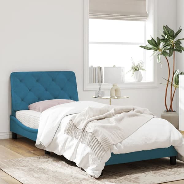 Bed Frame without Mattress Blue 90x190 cm Velvet