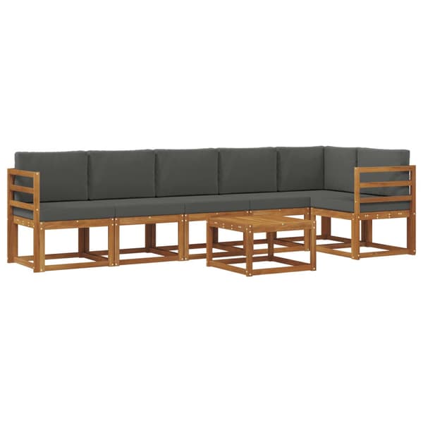Utomhussoffset med kudde 7 pcs Naturlig och Antracit