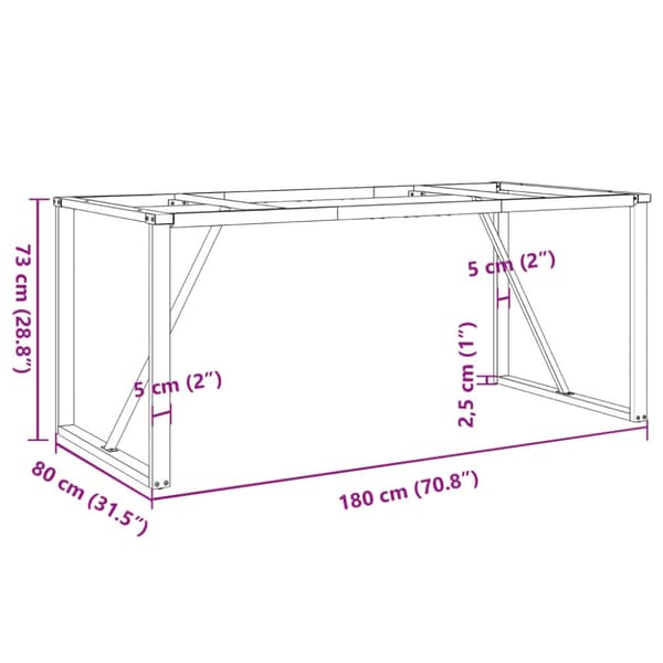 Bordsben för matbord O-ram 180x80x73 cm stål