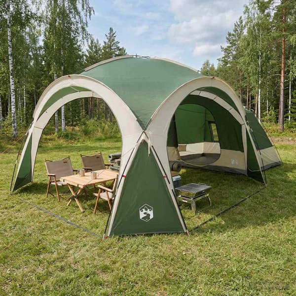 Sidtält med tak Grön 410 x 410 x 250 cm Polyester och Stål
