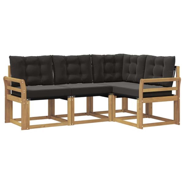 Utomhussoffset med kudde 4 pcs Vit och svart