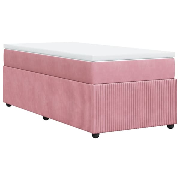 Ramsäng med madrass rosa 90x190 cm sammet