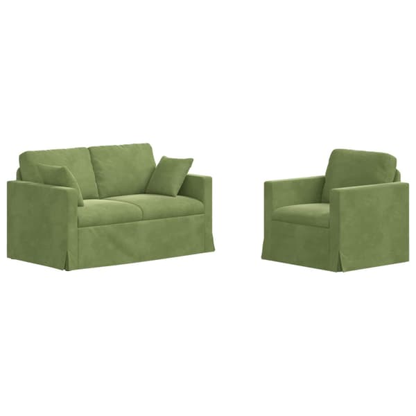 Soffset 2 pcs Ljusgrön 138 x 78 x 80 cm Sammet