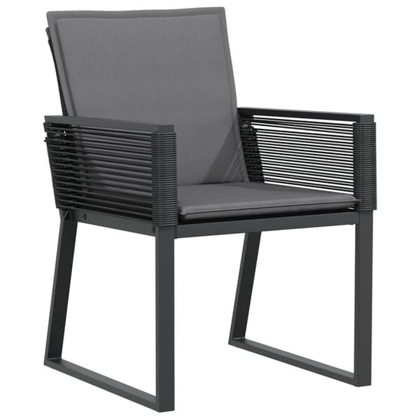 Trädgårdsmöbelset 9 pcs Svart Pulverlackerat stål