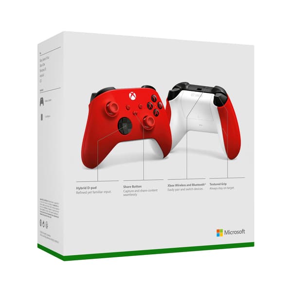Microsoft Pulse Red Röd Bluetooth/USB Spelplatta Analog / Digital Xbox, Xbox One, Xbox Series S, Xbox Series X