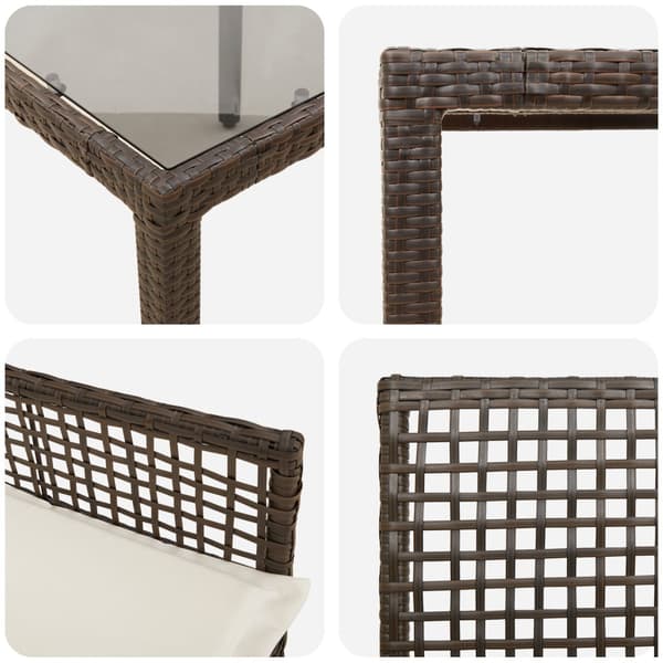 Trädgårdsmöbelset 3 pcs Brun konstrotting