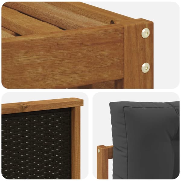 Utomhussoffset med kudde 9 pcs Naturlig och Antracit Polyester