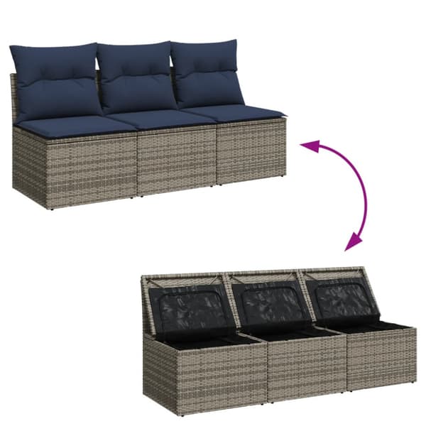 Trädgårdsoffa med kudde Grå 165 x 62 x 69 cm Poly rattan
