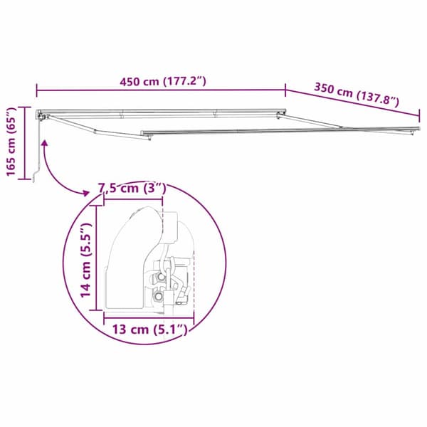 Markisram Vit 450 × 350 cm Aluminium