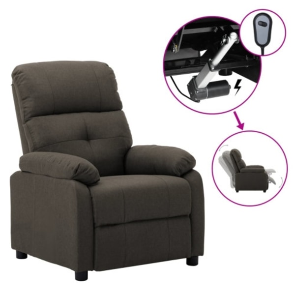 Elektrisk reclinerfåtölj taupe tyg
