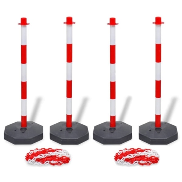 Stolpset 4 st med 2 plastkedjor 10 m vardera