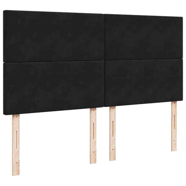 Ramsäng med madrass svart 200x200 cm sammet