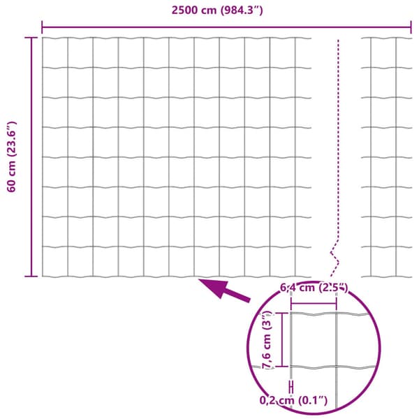 Stängsel med stolpe Silver 0,6 x 25 m Stål
