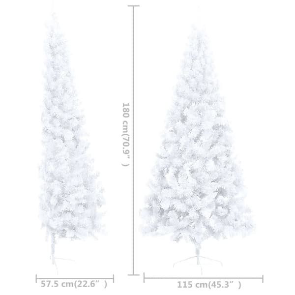 Halv plastgran med fot vit 180 cm PVC