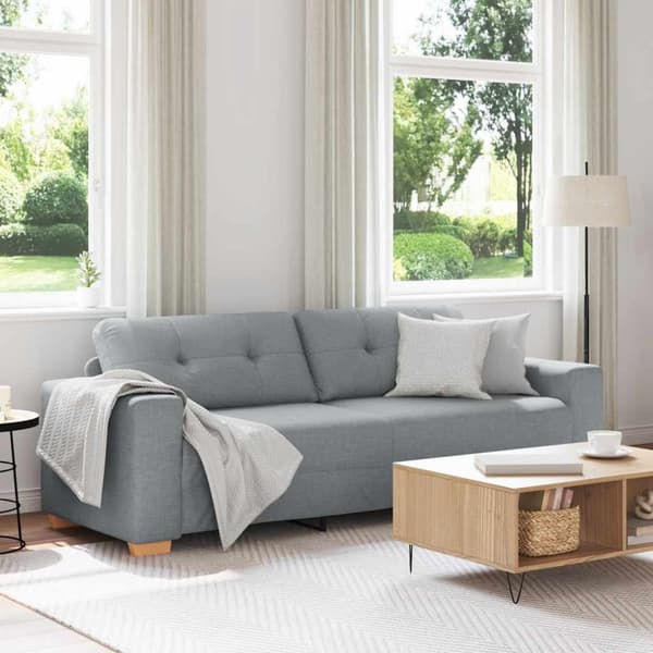 3-sitssoffa ljusgrå 220x78x80 cm tyg