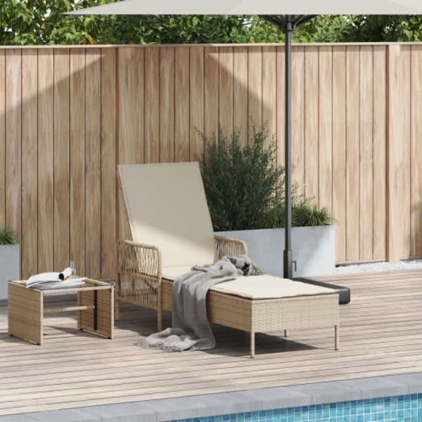 Solstol Beige och gräddvit PE Rottning 157 x 55 x 92 cm