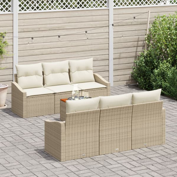Trädgårdsoffset 7 pcs Beige och gräddfärgad konstrotting