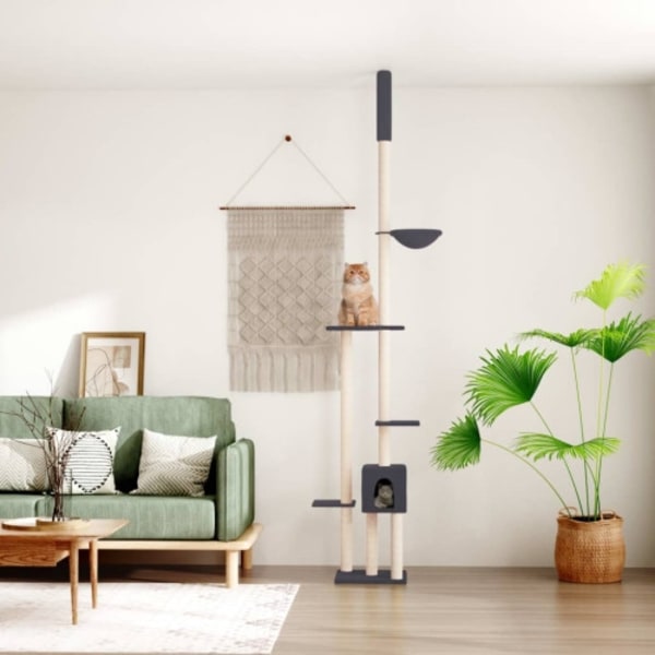 Golv-till-tak klösträd mörkgrå 258,5-284,5 cm