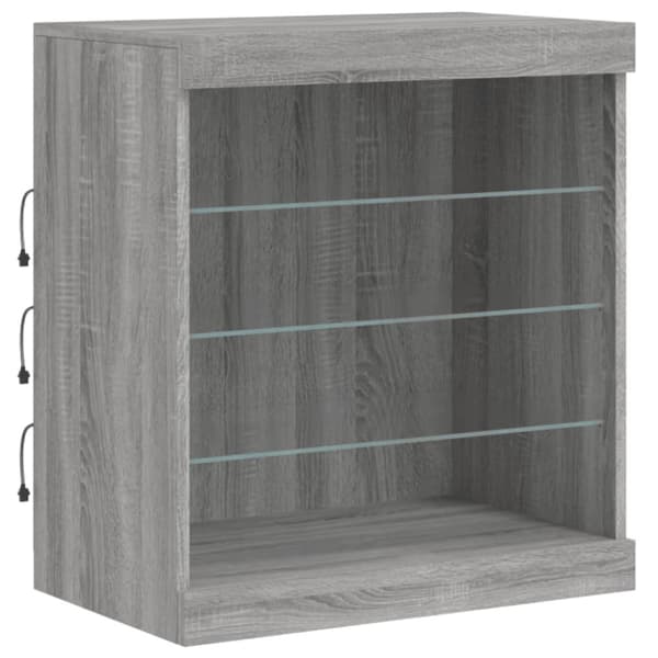 Skänk med LED-belysning grå sonoma 181,5x37x67 cm