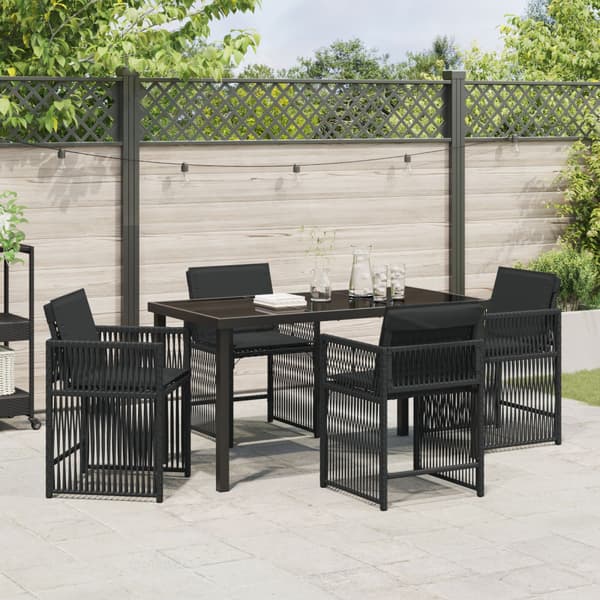 Trädgårdsmöbelset 5 pcs Svart konstrotting