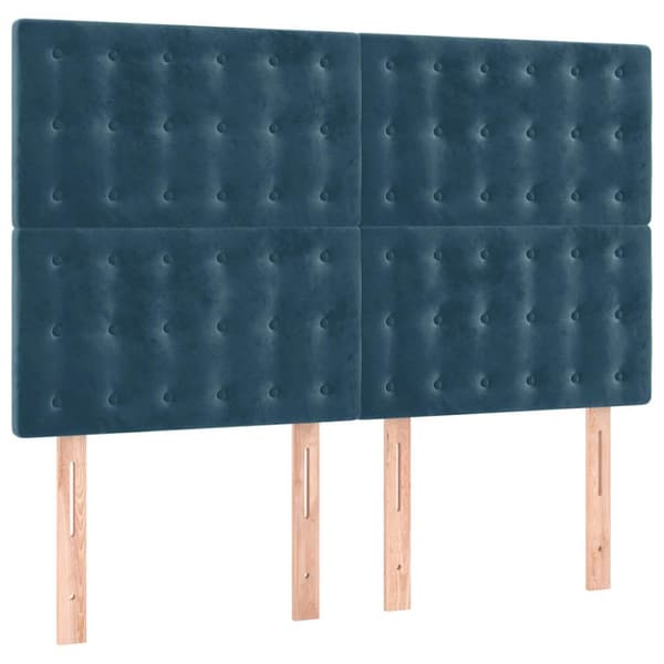 Ramsäng med madrass mörkblå 140x190 cm sammet