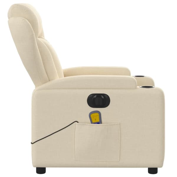 Elektrisk massagefåtölj gräddvit tyg