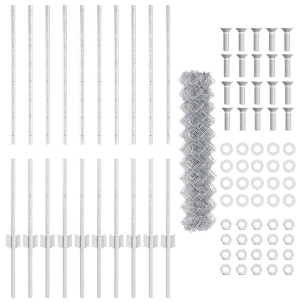 Stängsel med stolpe Silver 1 x 10 m Stål