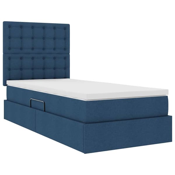 Förvaringssäng med madrass Blå 90 x 190 cm Polyester