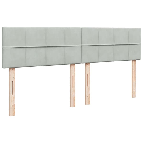 Ramsäng med madrass ljusgrå 180x200 cm sammet