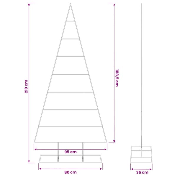 Metall julgran KUOPIO 210 cm Pulverlackerad stål Vit