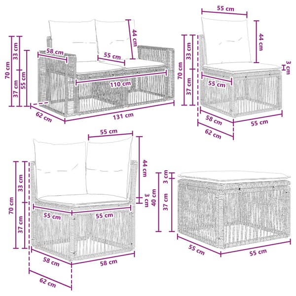 Trädgårdsoffset 8 pcs Beige och krämvit konstrotting