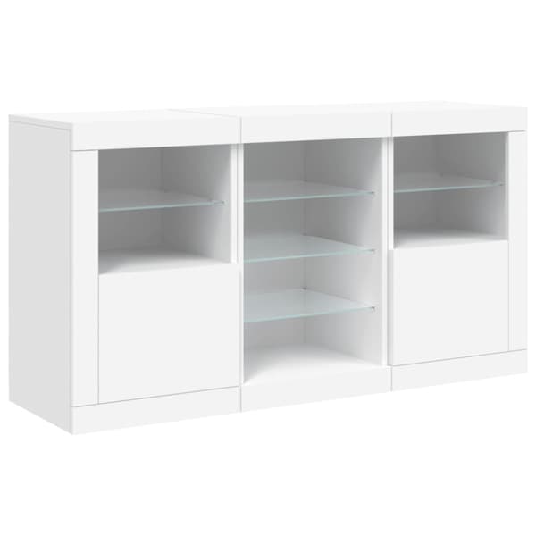 Skänk med LED-belysning vit 123x37x67 cm