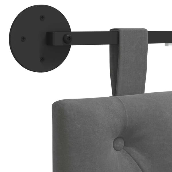 Hängande sänggavel Med LED-lampa Mörkgrå Sammet