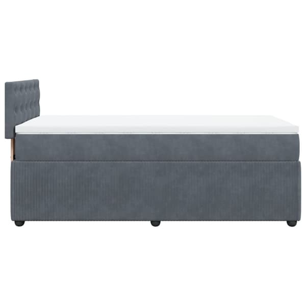 Ramsäng med madrass mörkgrå 90x200 cm sammet