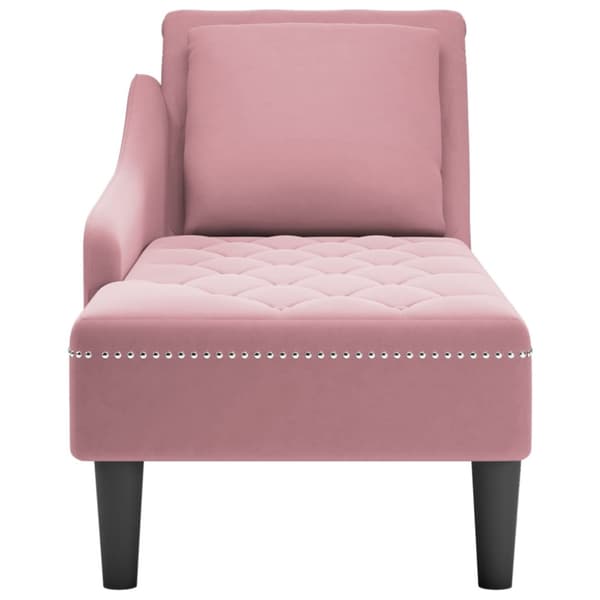 Schäslong med kudde och höger armstöd rosa sammet