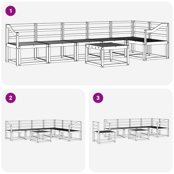 Utomhussoffset 7 pcs Vit Massivt Akaciaträ