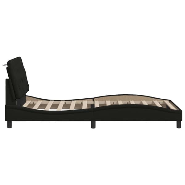 Bed Frame with LED without Mattress Black 100x200 cm Fabric
