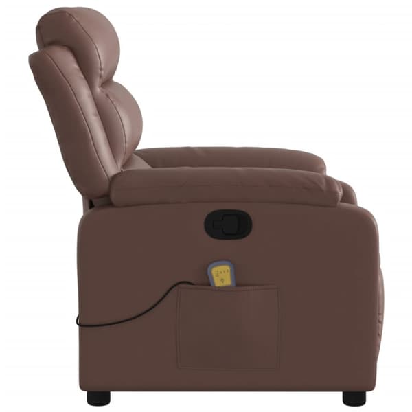 Massagefåtölj brun konstläder