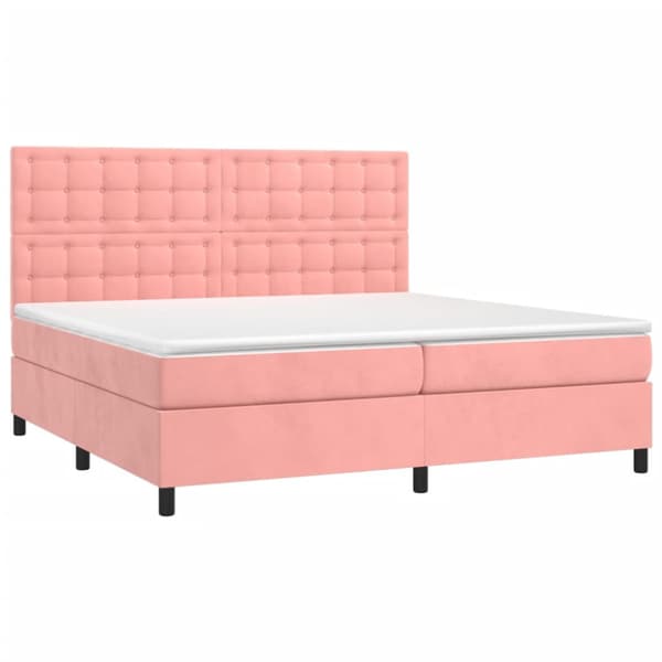 Ramsäng med madrass rosa 200x200 cm sammet