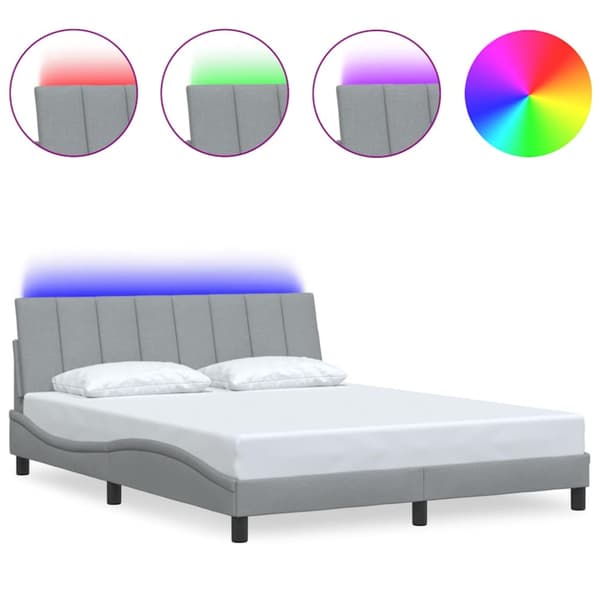 Bed Frame without Mattress "Hanko" Light Grey 160x200cm Fabric