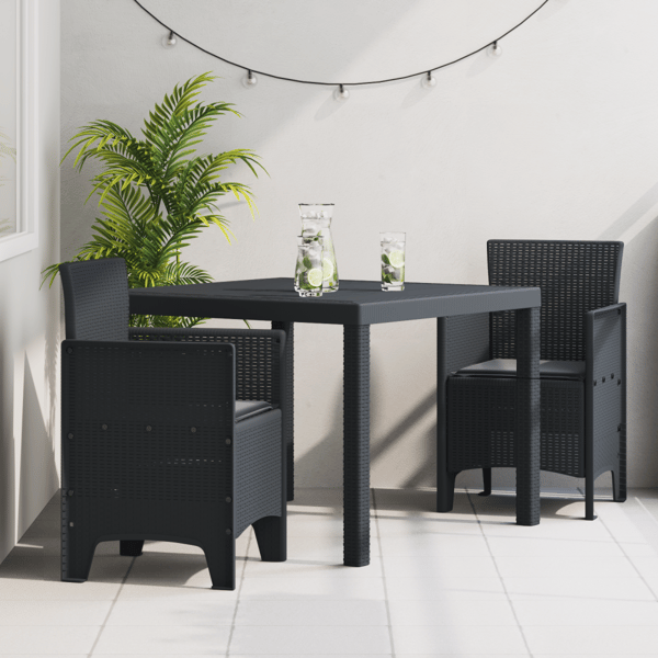 Trädgårdsmöbelset 3 st Antracit Polypropylen