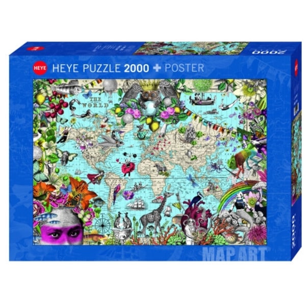 Pussel 2000bit Fine Art Map Quirky World