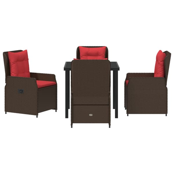 Trädgårdsmöbelset med kudde 5 pcs Brun Poly rattan