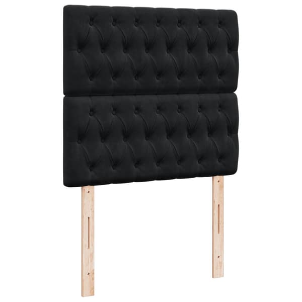 Ramsäng med madrass svart 90x200 cm sammet