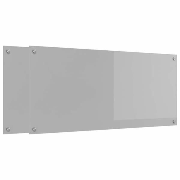 Köksskydd 2 st Ljusgrå 110 x 50 cm härdat glas